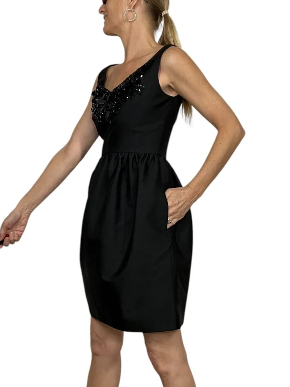 Kate Spade Embellished Cupcake Dress 0 Black Mini Sleeveless Pockets